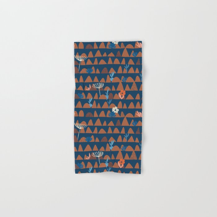 Farmland abstract pattern dark blue Bath Towel Gallery Image 1