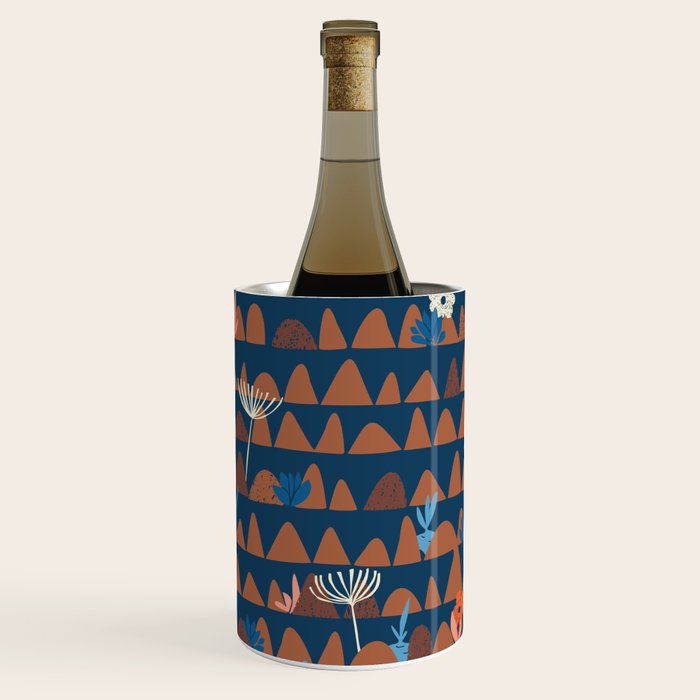 Farmland abstract pattern dark blue Wine Chiller Gallery Image 2