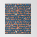 Farmland abstract pattern dark blue Throw Blanket Gallery Image 2