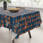Farmland abstract pattern dark blue Tablecloth Gallery Image 3