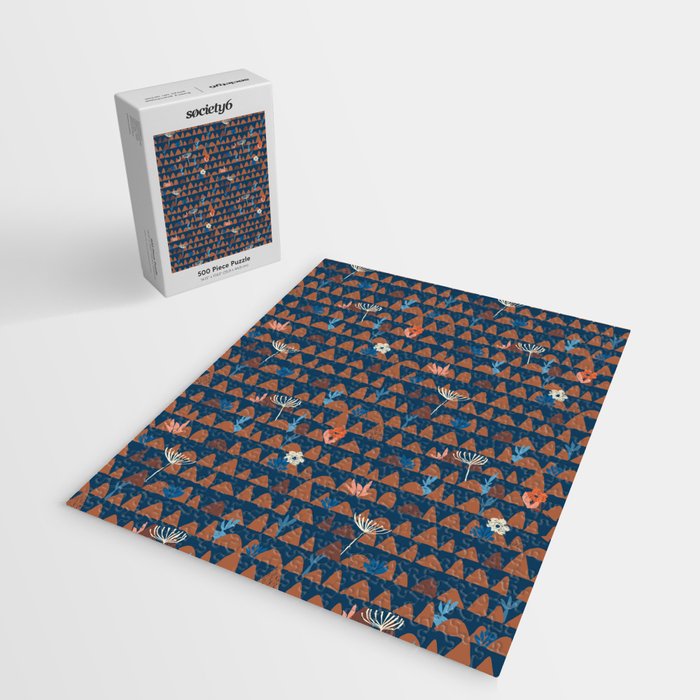 Farmland abstract pattern dark blue Jigsaw Puzzle Gallery Image 2