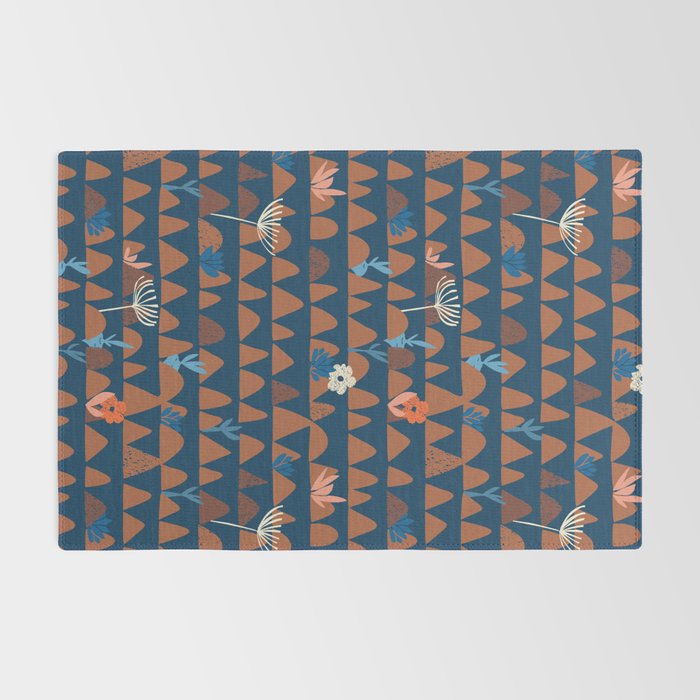 Farmland abstract pattern dark blue Rug Gallery Image 2