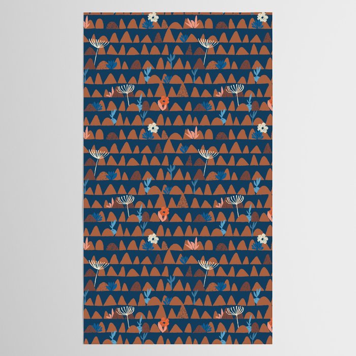 Farmland abstract pattern dark blue Tablecloth Gallery Image 2