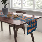 Farmland abstract pattern dark blue Table Runner Gallery Image 2