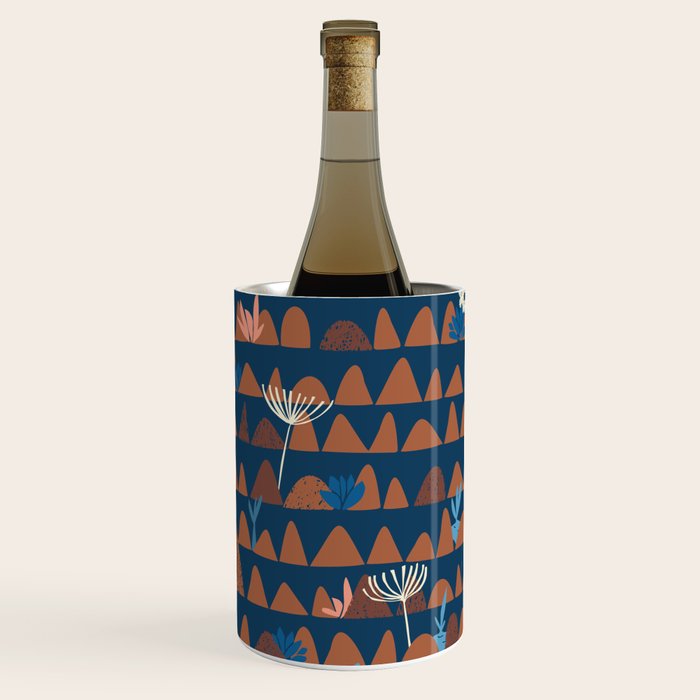 Farmland abstract pattern dark blue Wine Chiller Gallery Image 3