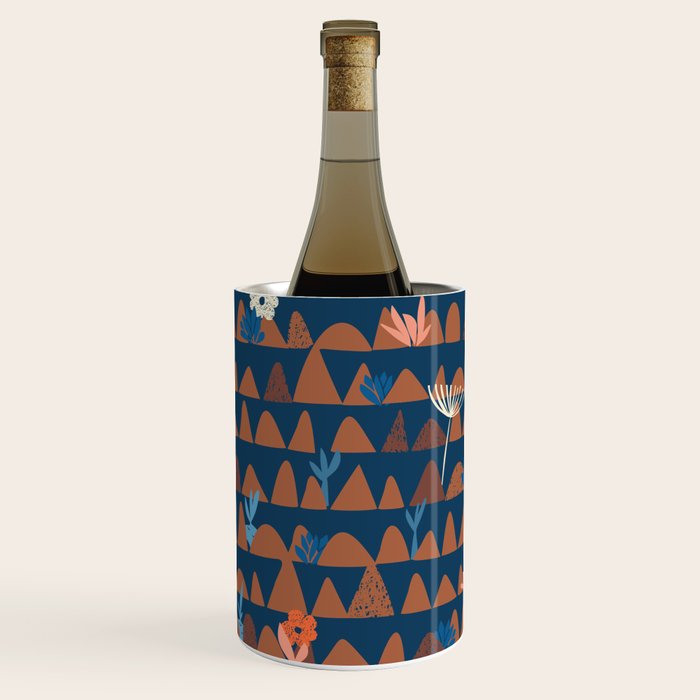 Farmland abstract pattern dark blue Wine Chiller Gallery Image 1