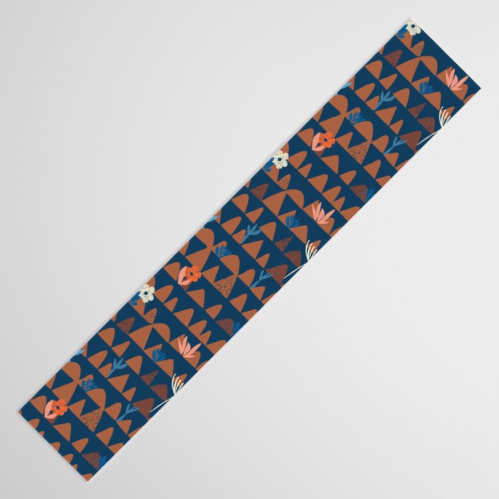 Farmland abstract pattern dark blue Table Runner Gallery Image 3