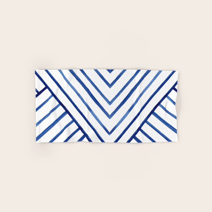 Watercolor lines pattern | Navy blue Bath Towel Gallery Image 1
