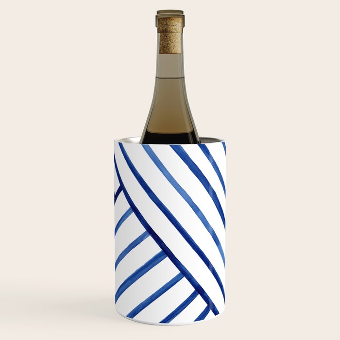 Watercolor lines pattern | Navy blue Wine Chiller Gallery Image 2