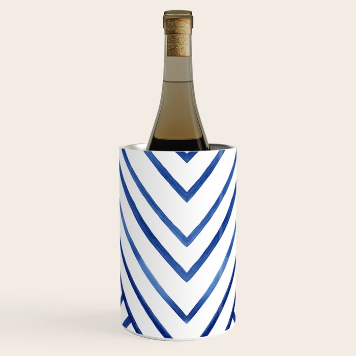 Watercolor lines pattern | Navy blue Wine Chiller Gallery Image 1