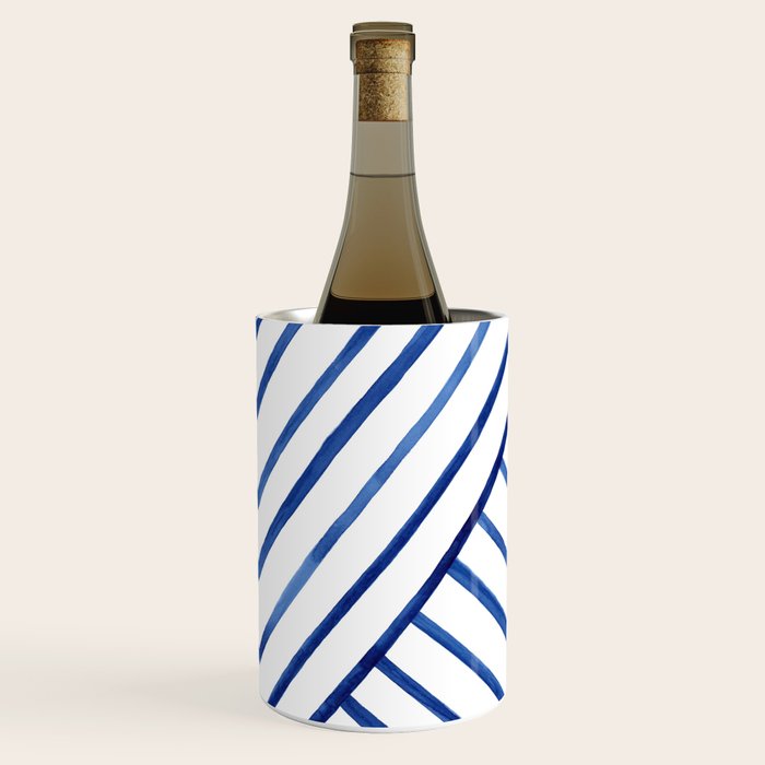 Watercolor lines pattern | Navy blue Wine Chiller Gallery Image 3
