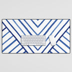 Watercolor lines pattern | Navy blue Desk Mat Gallery Image 1