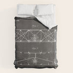 Wright Brother'S Plane Patent - Aviation Art - Black Chalkboard Duvet Cover Gallery Image 6