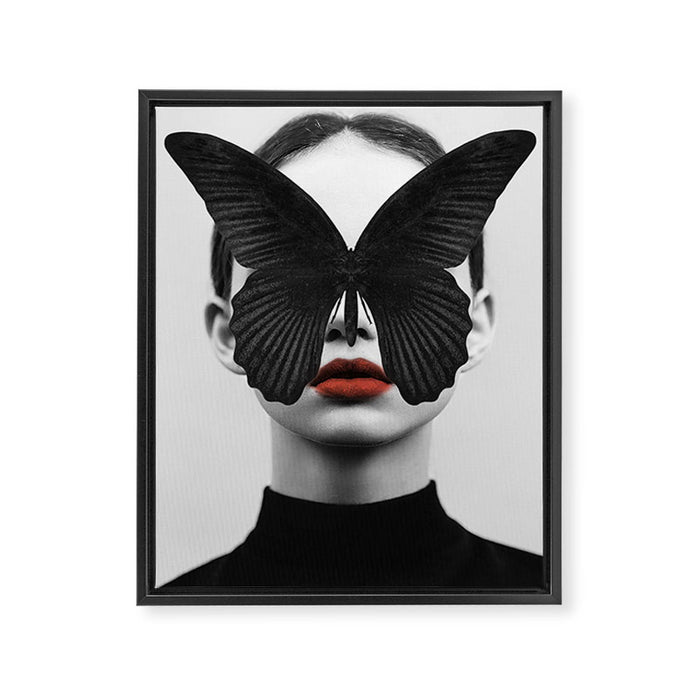 BLACK BUTTERFLY Framed Canvas Print Gallery Image 1