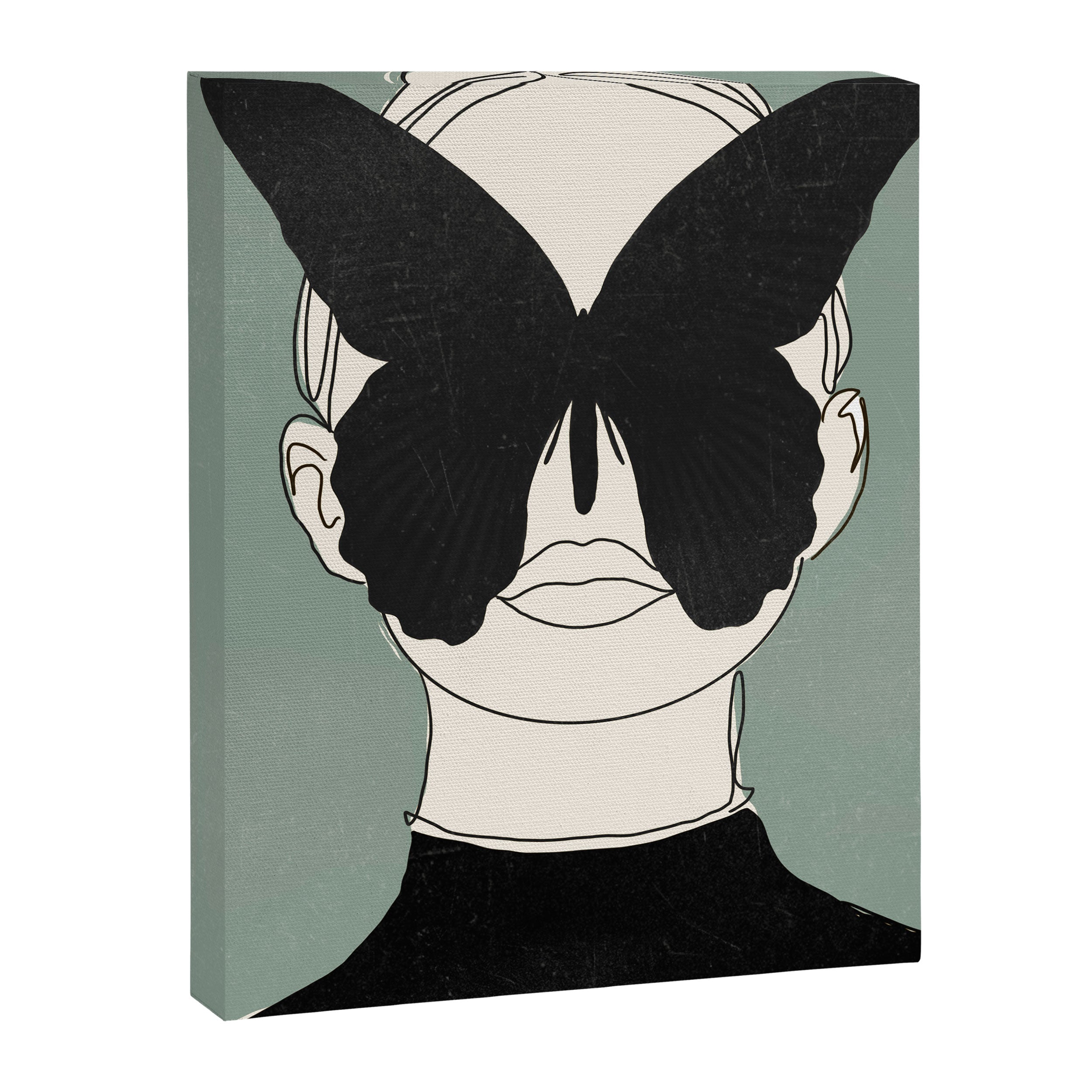 BLACK BUTTERFLY Line Drawing Canvas Print Gallery Image 6