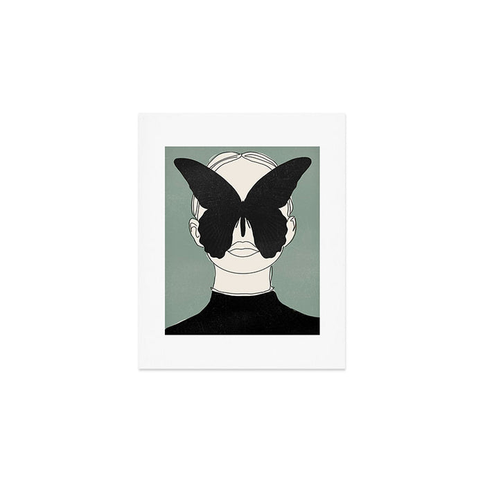 BLACK BUTTERFLY Line Drawing Art Print Gallery Image 1