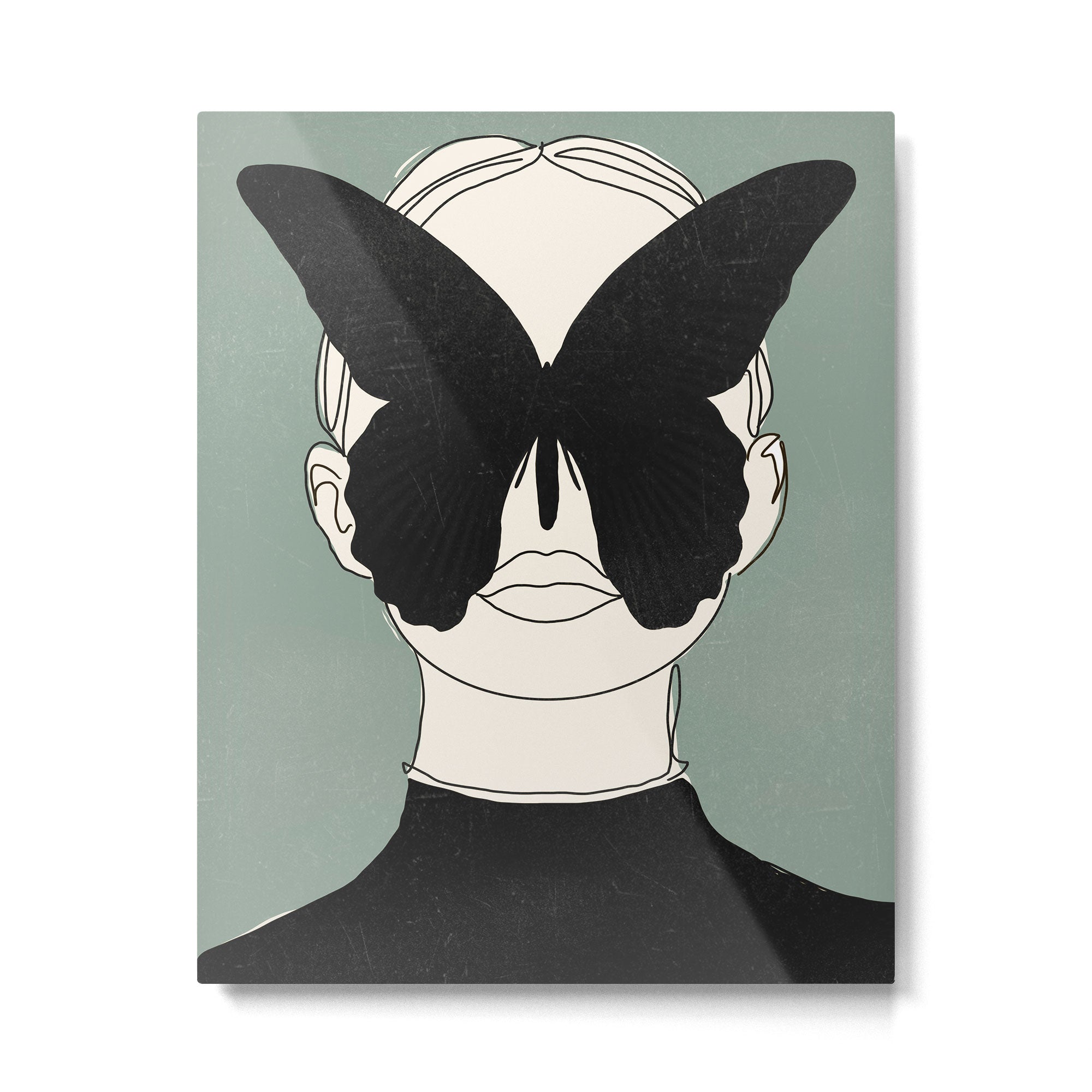 BLACK BUTTERFLY Line Drawing Metal Print Gallery Image 4