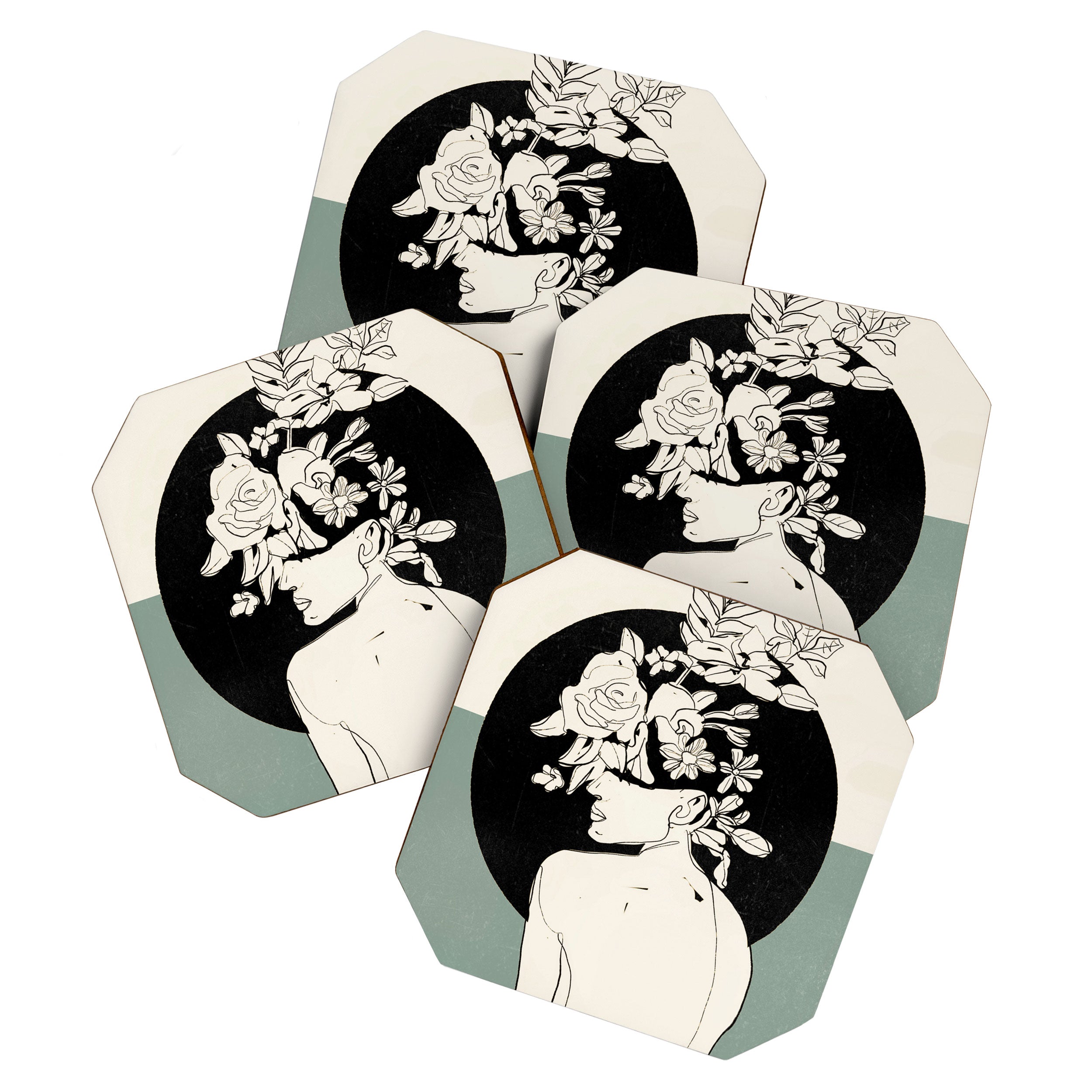 Bloom 8 Line Drawing Coaster Gallery Image 1