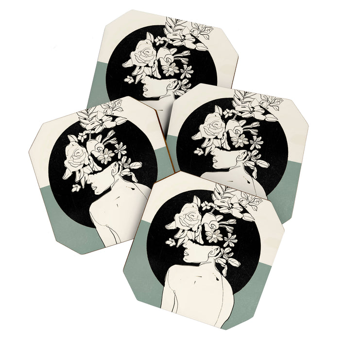 Bloom 8 Line Drawing Coaster Gallery Image 1