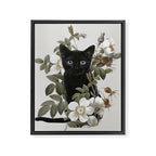 Cat With Flowers Framed Canvas Print Gallery Image 8