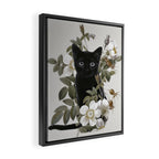 Cat With Flowers Framed Canvas Print Gallery Image 2