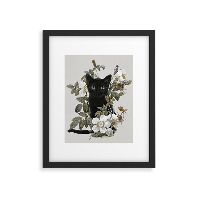 Cat With Flowers Framed Art Print Gallery Image 6