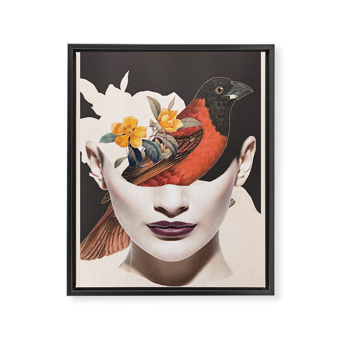 collage art / bird 2 Framed Canvas Print Gallery Image 1