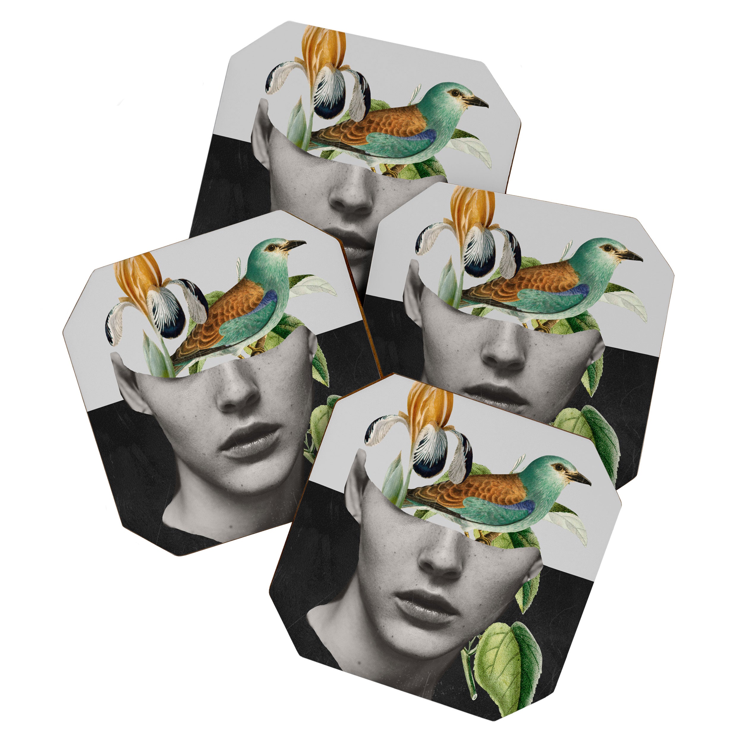 collage art / bird 2 Coaster Gallery Image 1