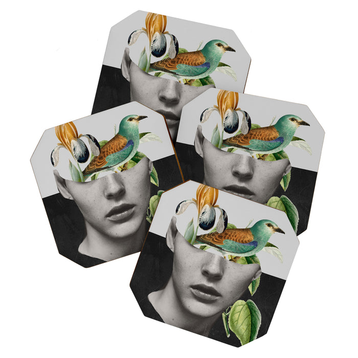 collage art / bird 2 Coaster Gallery Image 1