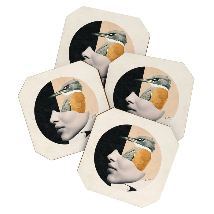 collage art / bird Coaster Gallery Image 1