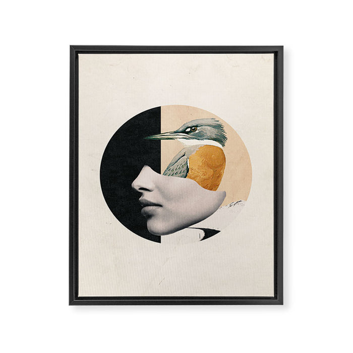 collage art / bird Framed Canvas Print Gallery Image 1