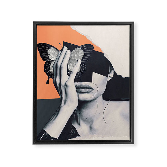 collage art / butterfly Framed Canvas Print Gallery Image 1