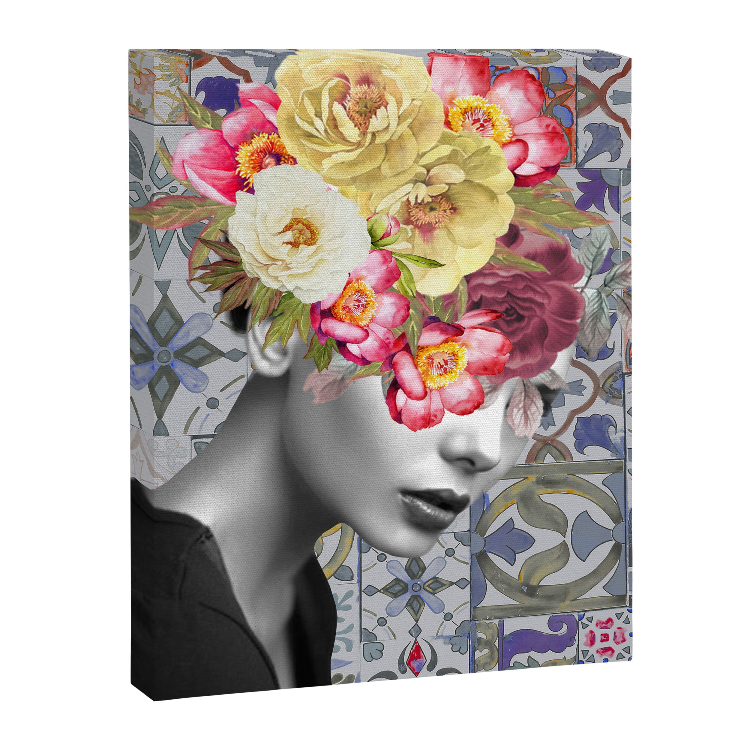 collage art-girl with flowers Canvas Print Gallery Image 8
