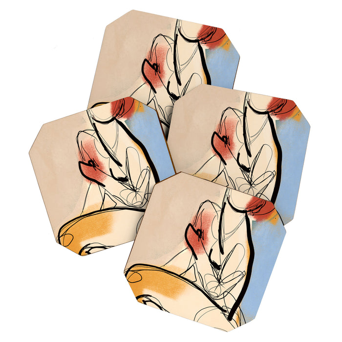 Female Figure Line Art 7 Coaster Gallery Image 1