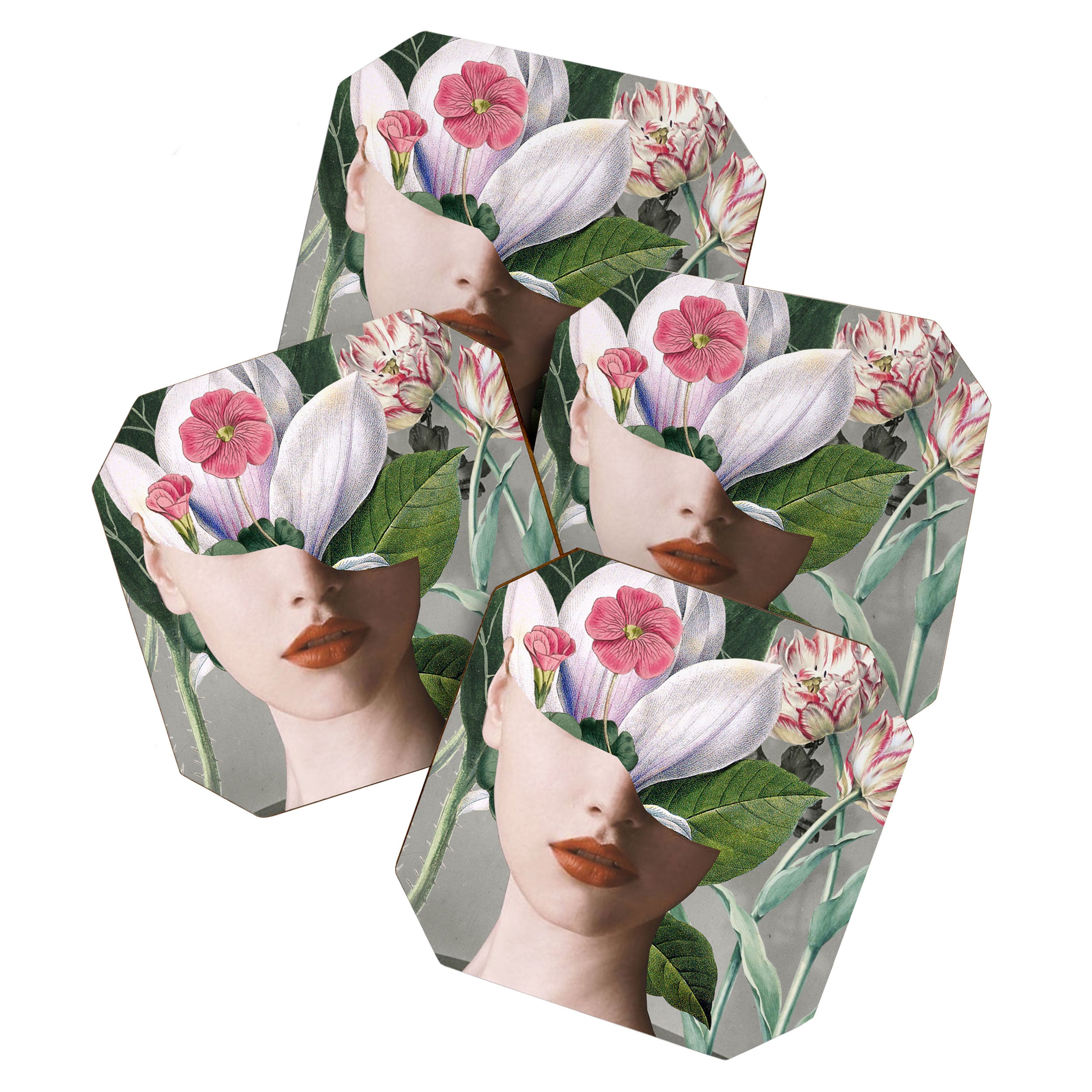 Floral Portrait /collage 2 Coaster Gallery Image 1