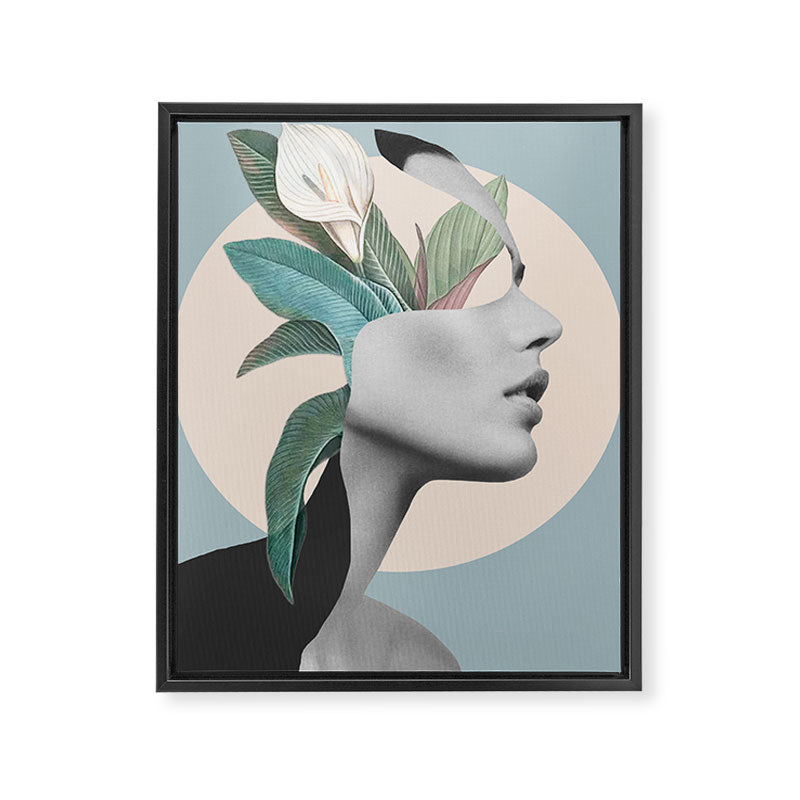 Floral Portrait /collage Framed Canvas Print Gallery Image 6