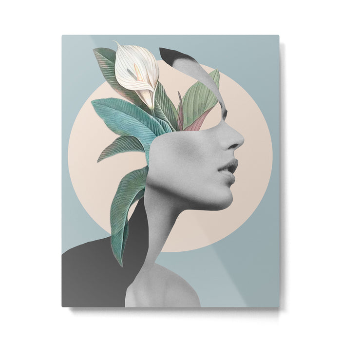 Floral Portrait /collage Metal Print Gallery Image 1