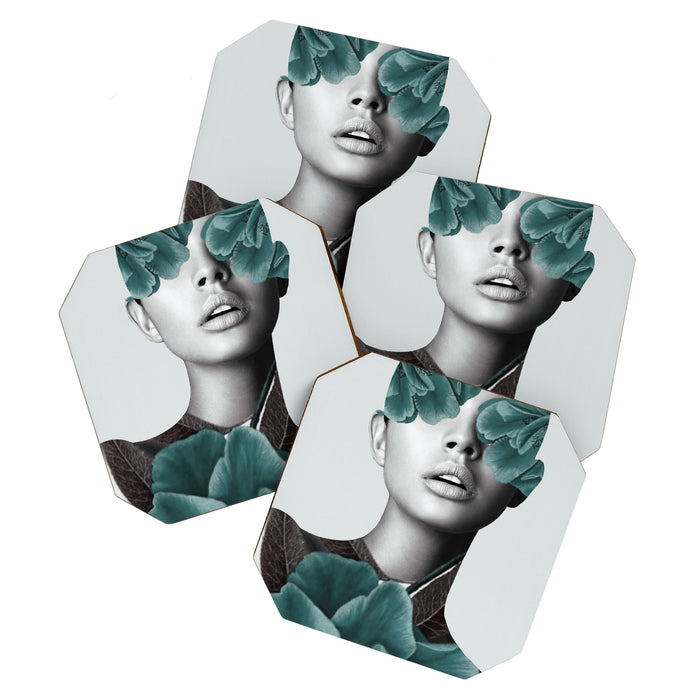 Floral Portrait (woman) Coaster Gallery Image 1