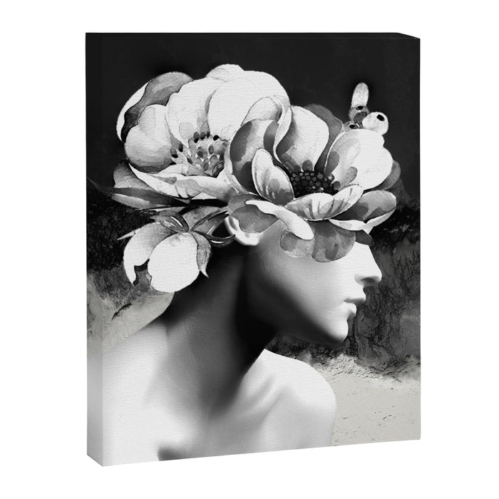 Floral Portrait-black and white Canvas Print Gallery Image 1