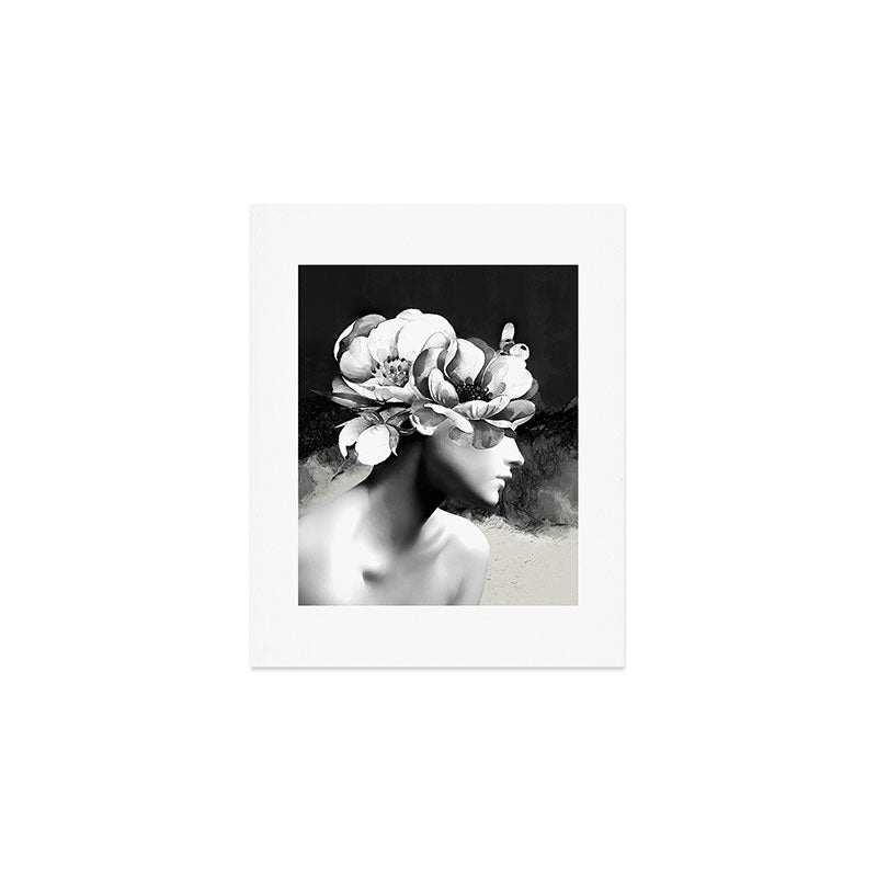 Floral Portrait-black and white Art Print Gallery Image 1