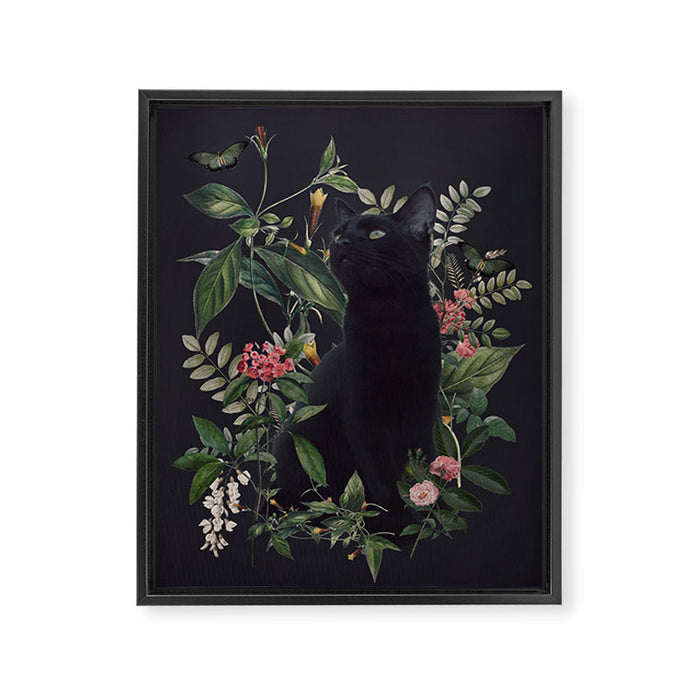 Garden Cat Framed Canvas Print Gallery Image 1