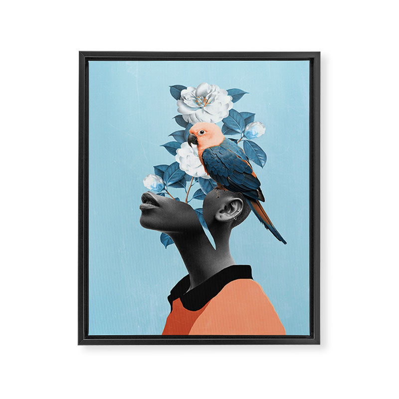Girl with parrot Framed Canvas Print Gallery Image 6