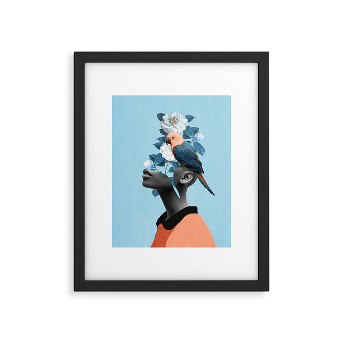 Girl with parrot Framed Art Print Gallery Image 1