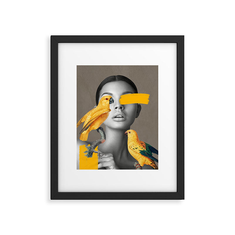 Girl with Parrots Framed Art Print Gallery Image 5