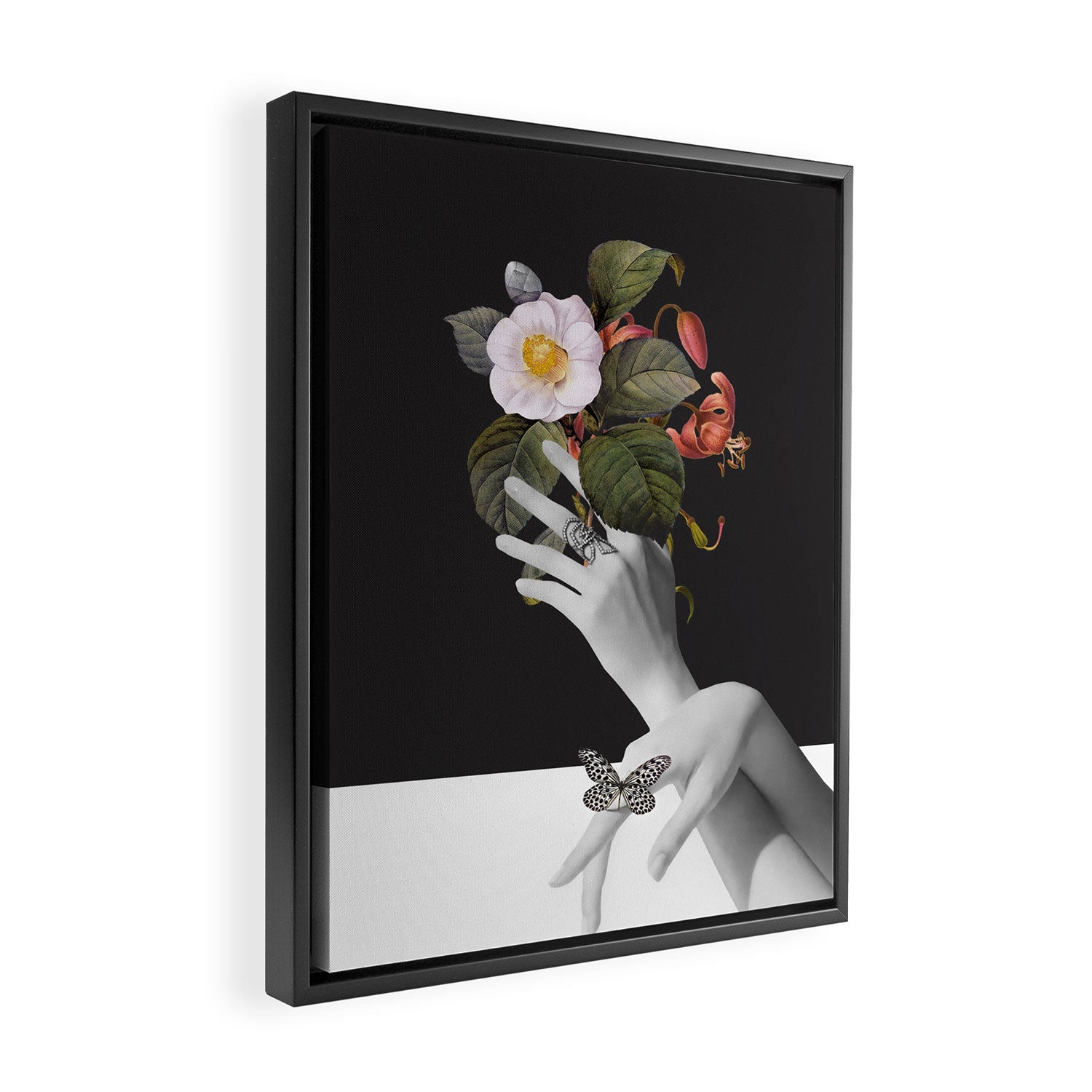 Hands With Flowers Framed Canvas Print Gallery Image 2