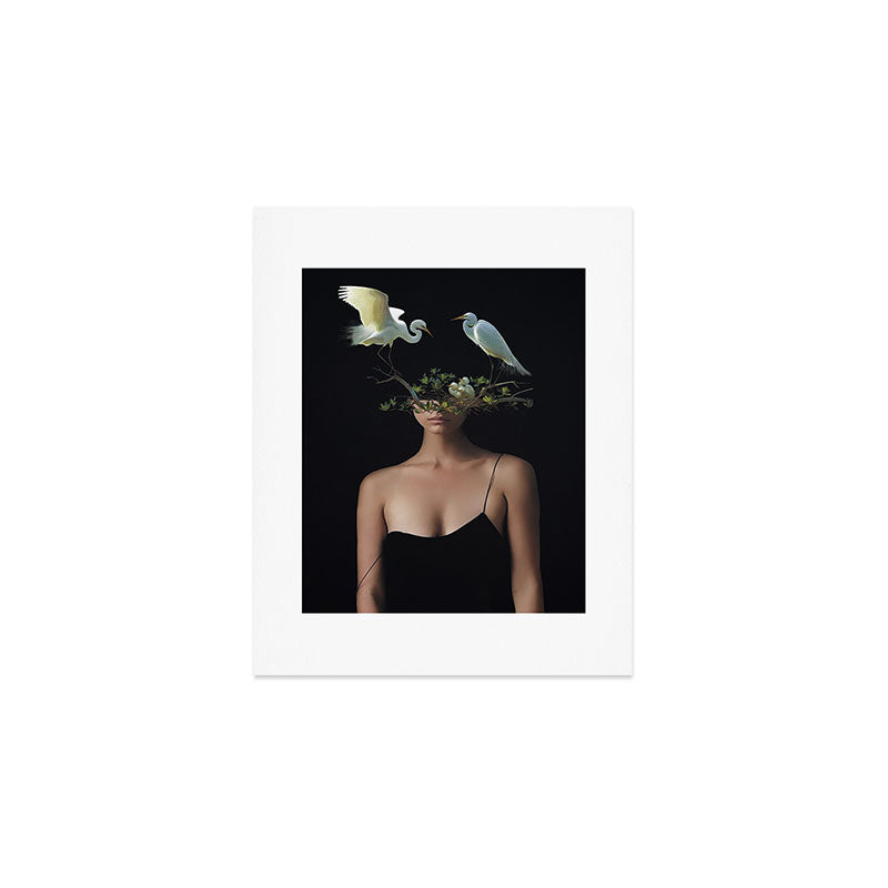 Lady with Birds 3 Art Print Gallery Image 1