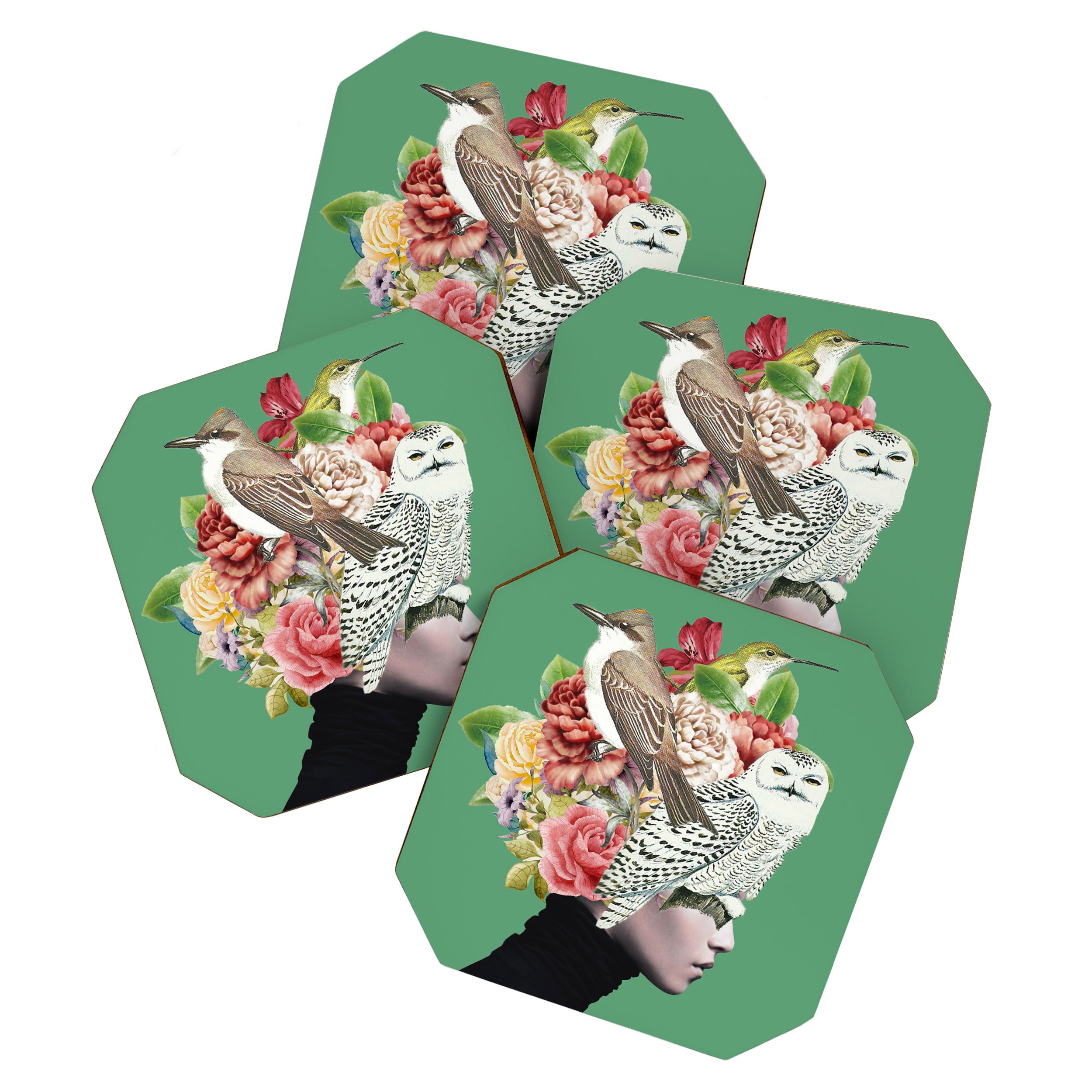 Lady with Birds(portrait) 2 Coaster Gallery Image 1