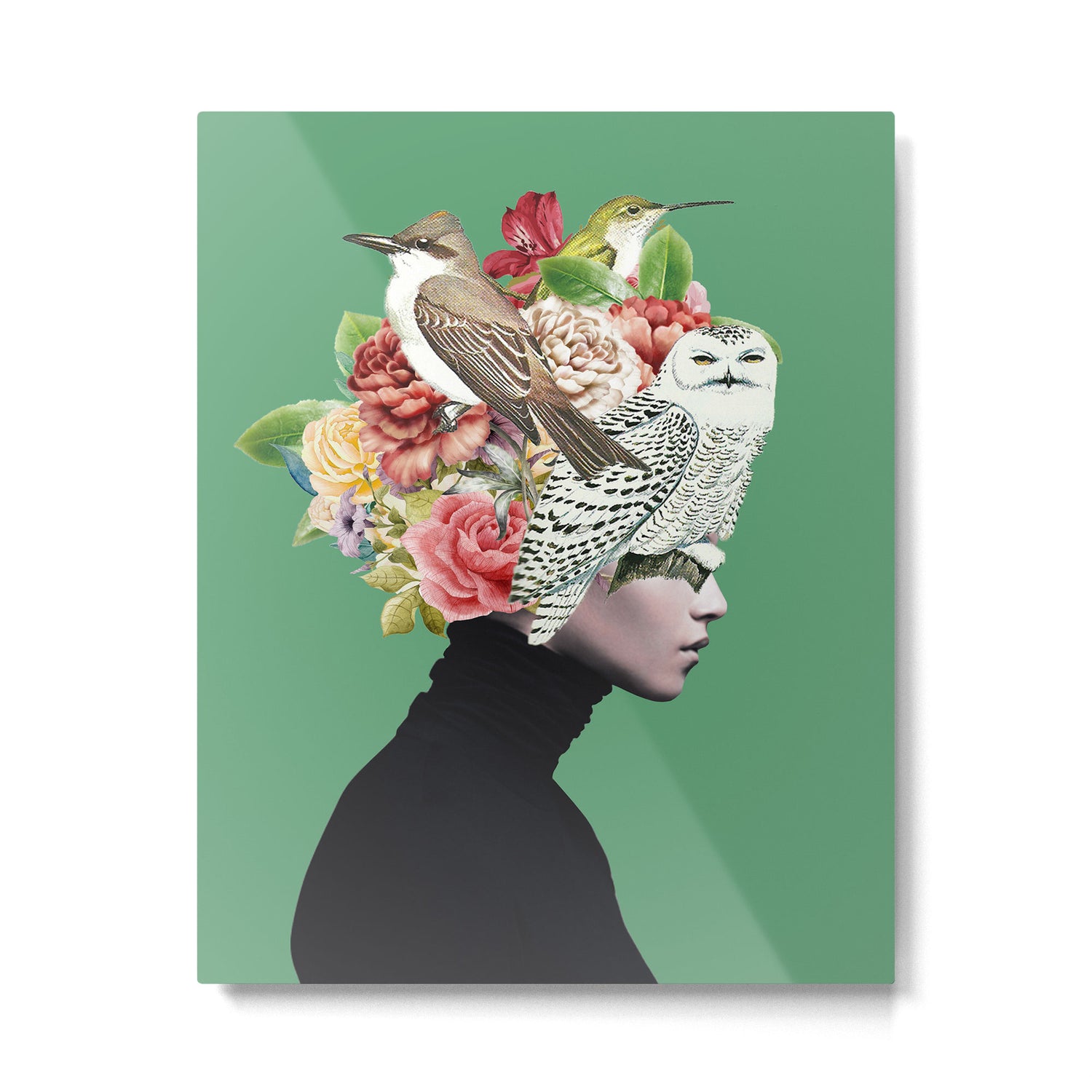 Lady with Birds(portrait) 2 Metal Print Gallery Image 4
