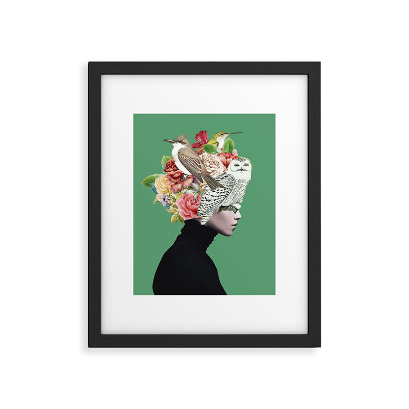 Lady with Birds(portrait) 2 Framed Art Print Gallery Image 5