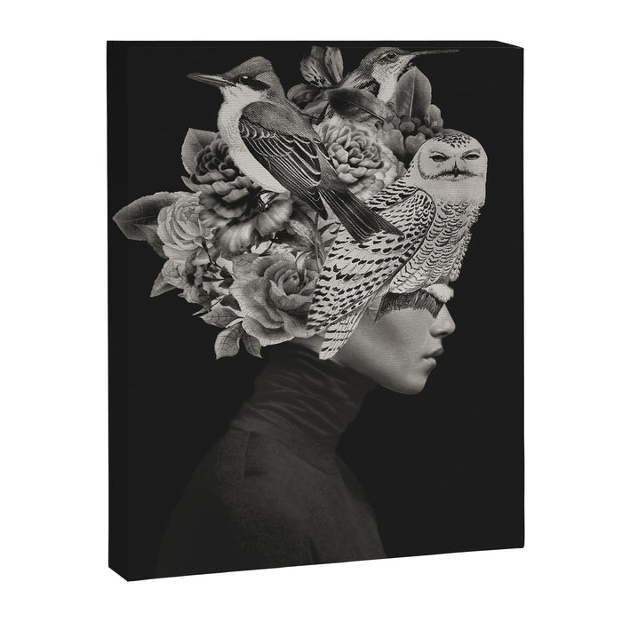 Lady with Birds(portrait) Canvas Print Gallery Image 1